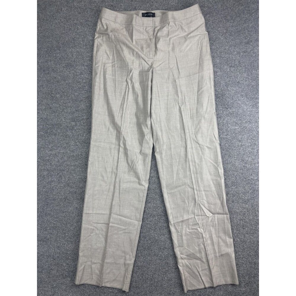 St.‎ John Dress Pants Womens 14 Beige Twill Straight Leg Classic Workwear